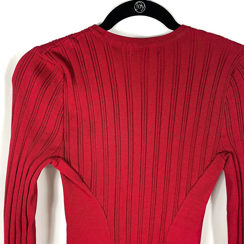 Red Knit Long-Sleeve Mini Dress - Brand - Picture 13 of 14